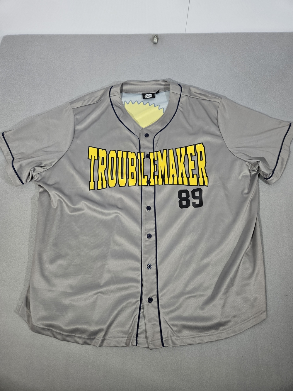 The Simpsons Bart Simpson Troublemaker 89 Baseball Jersey Baseball Jersey Gray &